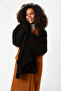 Black Knitted Thick Women's Shawl - 45X210 cm - 4