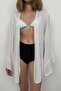 Women's White Ruffled Sleeve Lace-Up Kimono 23S31004