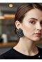 Gecem Black Gold Glitter Geometric Design Handmade Earrings