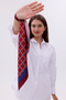 Burgundy Blue Chain Patterned - Efes Model Scarf Estascarf - 6