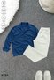 Men's Crepe Fabric Striped Lycra Oversize Long Sleeve Shirt with Pockets Elastic Waist Lace-Up Trousers Set - 4