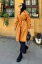 Balloon Sleeve Belted Trench Coat Mustard Yellow - 2