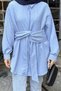 Tunic Shirt with Tie at the Waist Baby Blue - 3