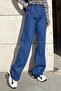 Copy - Elastic Waist Wide Leg Mom Jean Light Blue Dark Blue - 3