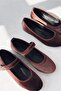 Vosinta Velvet Mary Jane Ballet Flats Light Brown - 6