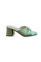 Genuine Leather Buckle Block Heeled Slippers - 3