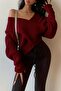 New Product Cross Detailed Oversize Knitwear Sweater 0036