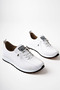 Women's Rubber Laced Orthopedic Sole Ballerina Sports Shoes White Black - 4