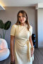 Modal Fabric Yellow Midi Dress with Side Ties - 5
