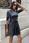Balloon Sleeve and Belted Leather Dress 2921 R10-F-K3 - 7