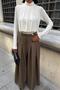Waist tie detailed pleated loose pants 0084 - 6