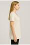 Women's Cream Short Sleeve Cotton Oversize Comfortable Cut T-Shirt-D804-K - 2