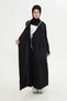 Double-Breasted Collar Inside Outside Tie Prayer Dress Black Stretch Fabric, Hijab Dress, Prayer Dress - 3
