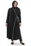 Double-Breasted Collar Inside-Out Tie Detail Black Prayer Dress - 5