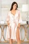 2624 Women's Lace Detailed Satin Strap Midi Nightgown Dressing Gown Set-Powder - 3