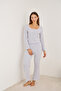 Blue Pink Brushed Soft Ribbed Camisole Lace Pajama Set25226011 - 2