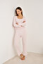 Pink White Brushed Soft Ribbed Camisole Lace Pajama Set25226011 - 2