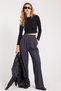Women's Regular Fit Classic Cut High Waist Wide Leg Anthracite Trousers