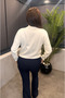 Ecru Short Knit Cardigan with Teddy Bear Detail - 4