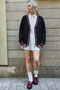 Women's Red and White Stripe Detailed Black Cardigan - 2