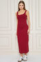 Women's U-Neck Sleeveless Slit Cotton Midi Dress - 6