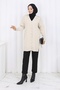 Buttoned Long Mercerized Cardigan N3176 Stone Color - 3