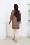 Patterned Long Mercerized Cardigan N3198 Mink - 4