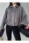 Women's Zippered Shoulder Zipper Detailed Suede Jacket Gray - 7