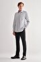 Gray Hard Collar Long Sleeve Pocket Comfort Fit Classic Shirt 1004255163 - 2