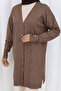 Patterned Long Mercerized Cardigan N3198 Mink - 2