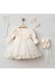 Sakura 4-Piece Luxury Religious Ceremony Set Lace 100% Cotton Newborn Special Occasion Baby Girl - 4