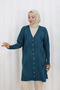 Patterned Long Mercerized Cardigan N3193 Petrol - 3