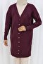 Patterned Long Mercerized Cardigan N3193 Burgundy - 2