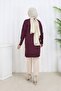 Patterned Long Mercerized Cardigan N3193 Burgundy - 4