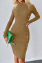 Women's Half Turtleneck Button Detailed Knitwear Dress