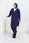 Patterned Long Mercerized Cardigan N3198 Navy Blue