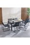 Sable 1+6 Seater Outdoor Dining Set | 7 pc Water-Resistant Steel Frame Patio Furniture - Black