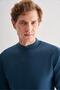 Blue Half Turtleneck Pocketless Comfort Fit Classic Wool Knitwear Sweater 1012255001 - 4