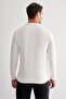 Ecru Long Sleeve Crew Neck Pocketless Slim Fit Knitwear 1012255151 - 5