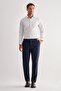 Navy Blue Side Pocket Straight Leg Cotton Comfort Fit Chino Casual Trousers 1003255167