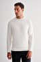 Ecru Long Sleeve Crew Neck Pocketless Slim Fit Knitwear 1012255151 - 3