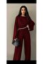 Stylish and Comfortable: Burgundy Double Knitwear Set