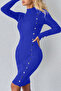 Women's Half Turtleneck Button Detailed Knitwear Dress - 3