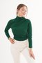 Smocked Detail Stand Collar Emerald Green Sandy Blouse - 2