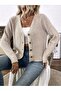 Comfortable Fit V-Neck Buttoned Basic Women's Thick Knit Cardigan - 4