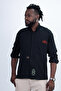 Embroidered Oversize Flowy Men's Shirt Black