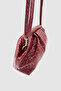 Arvia Knitted Pattern Soft Formed Adjustable Cross Strap Handbag Claret Red - 5