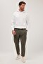 Men's Regular Fit Comfortable Cut Pocketed Elastic Waist Lace-Up Jogger Khaki Trousers - 4