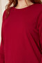 Burgundy 100% Cotton Soft Textured Regular Fit Relaxed Cut Long Sleeve Crew Neck Combed Cotton T-Shirt - 7