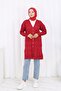 Patterned Long Mercerized Cardigan N3239 Red